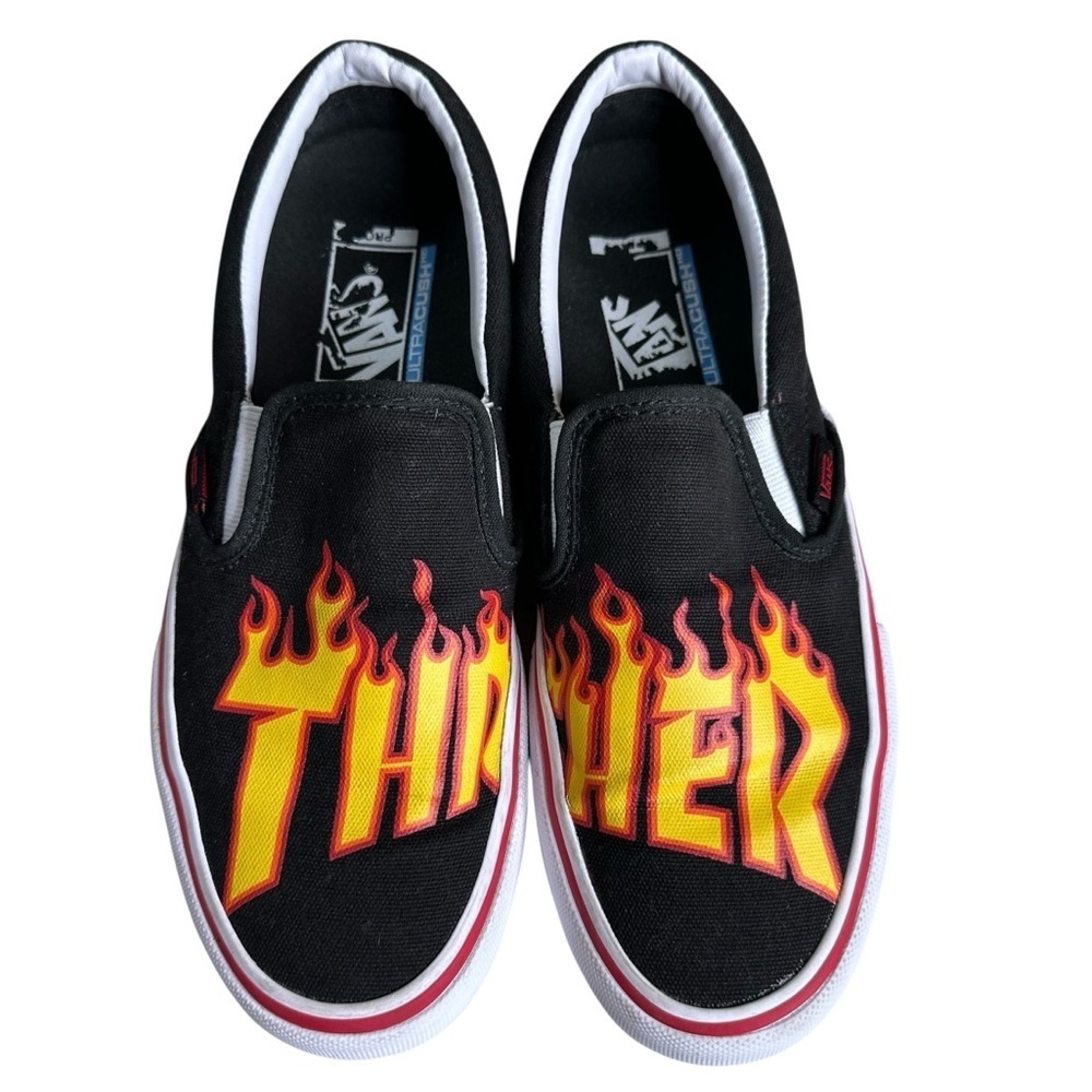 Vans Ultracush THRASHER Flames Men’s Slip-On Skate Shoes. Size 7